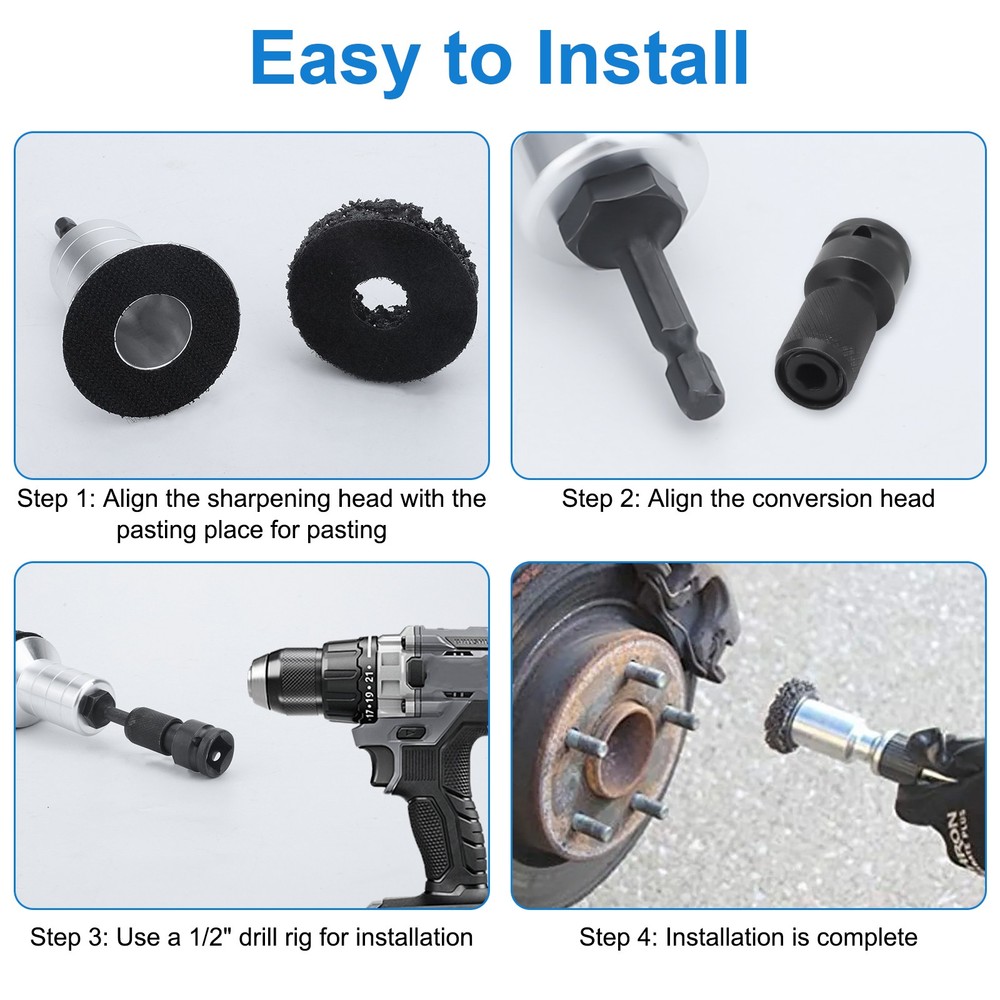 Grinding Rust Removal Tool Wheel Hub Stud Cleaner Kit for Brake Disc Resurfacing
