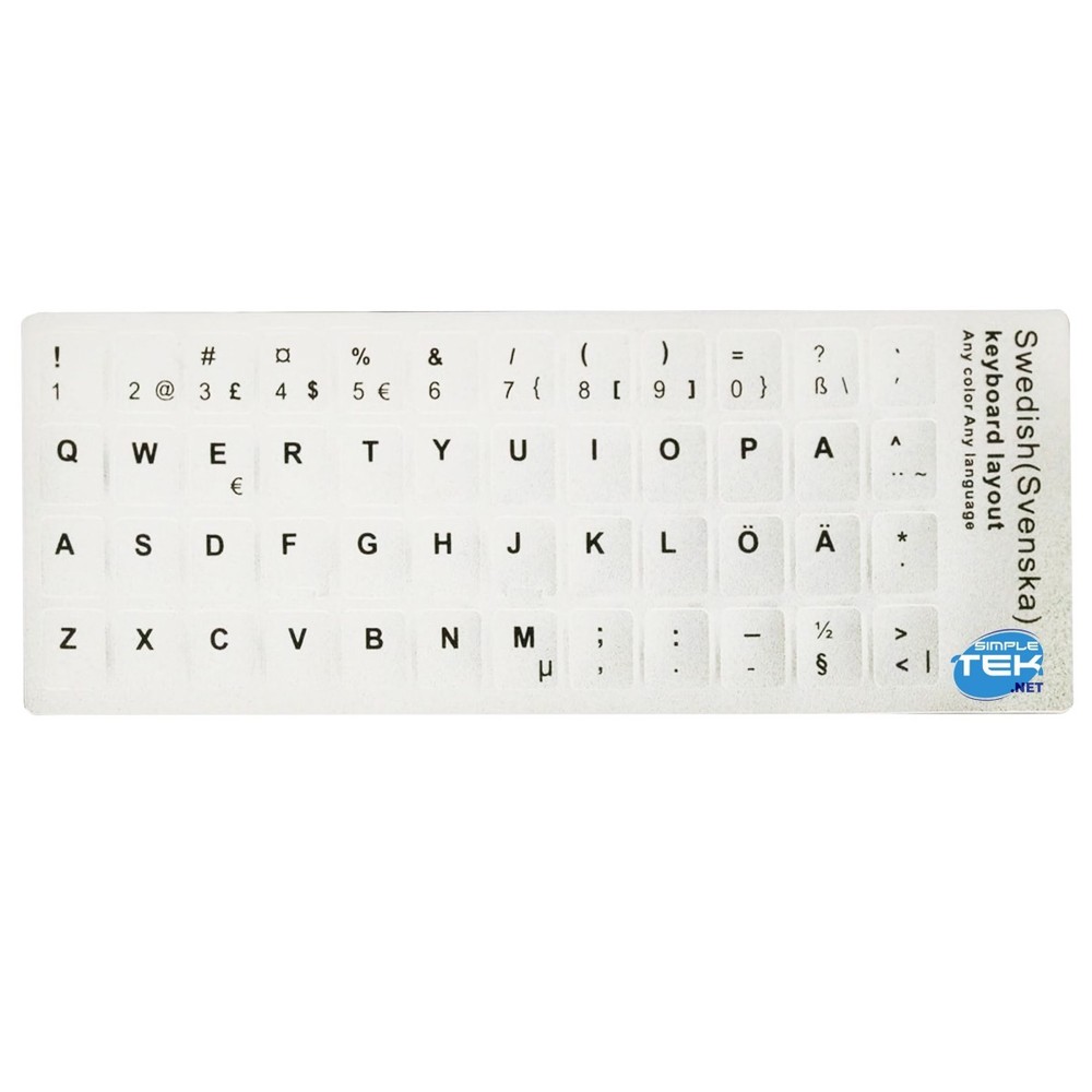White Keyboard Stickers Layout Qwerty Swedish Swe Letters Notebook_