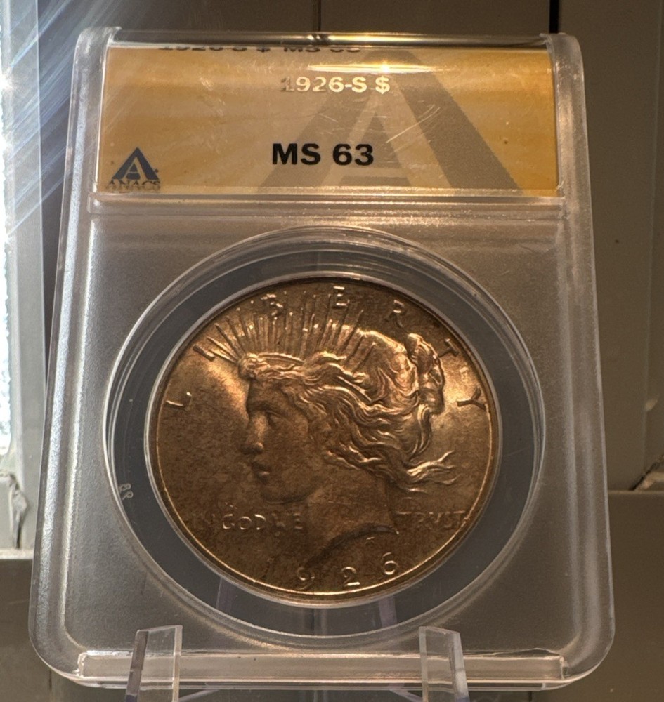 1926-S San Francisco Peace Silver Dollar - ANACS MS63 Peace $1 Graded MS63 Unc