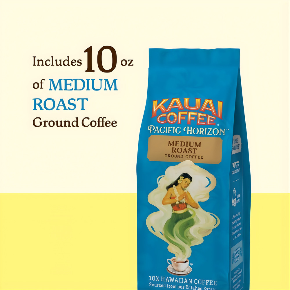 Kauai Coffee Medium Roast - Smooth Arabica with Floral Notes, 10oz Pack