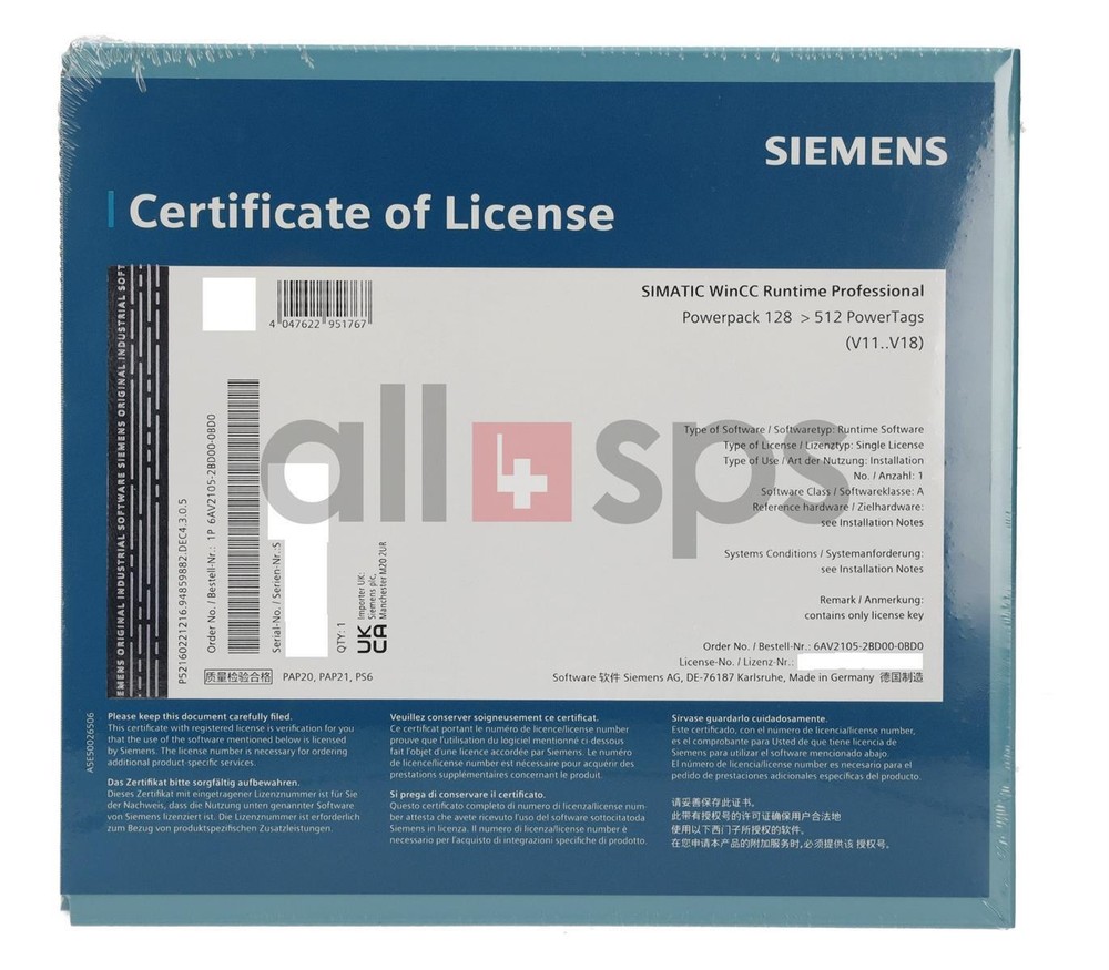 SIMATIC WINCC RT PROF 512 POWER TAGS - 6AV2105-2BD00-0BD0 (NS)