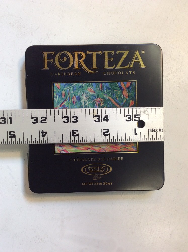 Forteza Caribbean Chocolate Decorative Tin Empty 4.75” X 4.5” X .5”