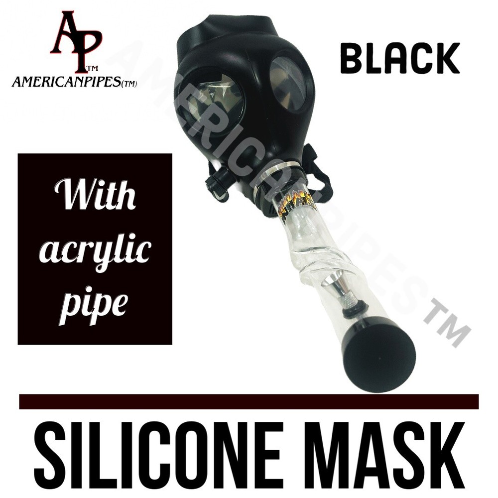 BLACK HIGH QUAITY SILICONE GAS MASK SMOKING HOOKAH PIPE