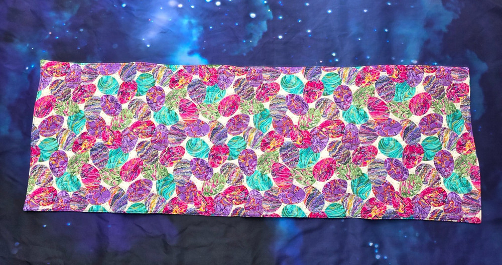 Handmade Quilted Table Runner Jewel tone easter eggs colorful reversible