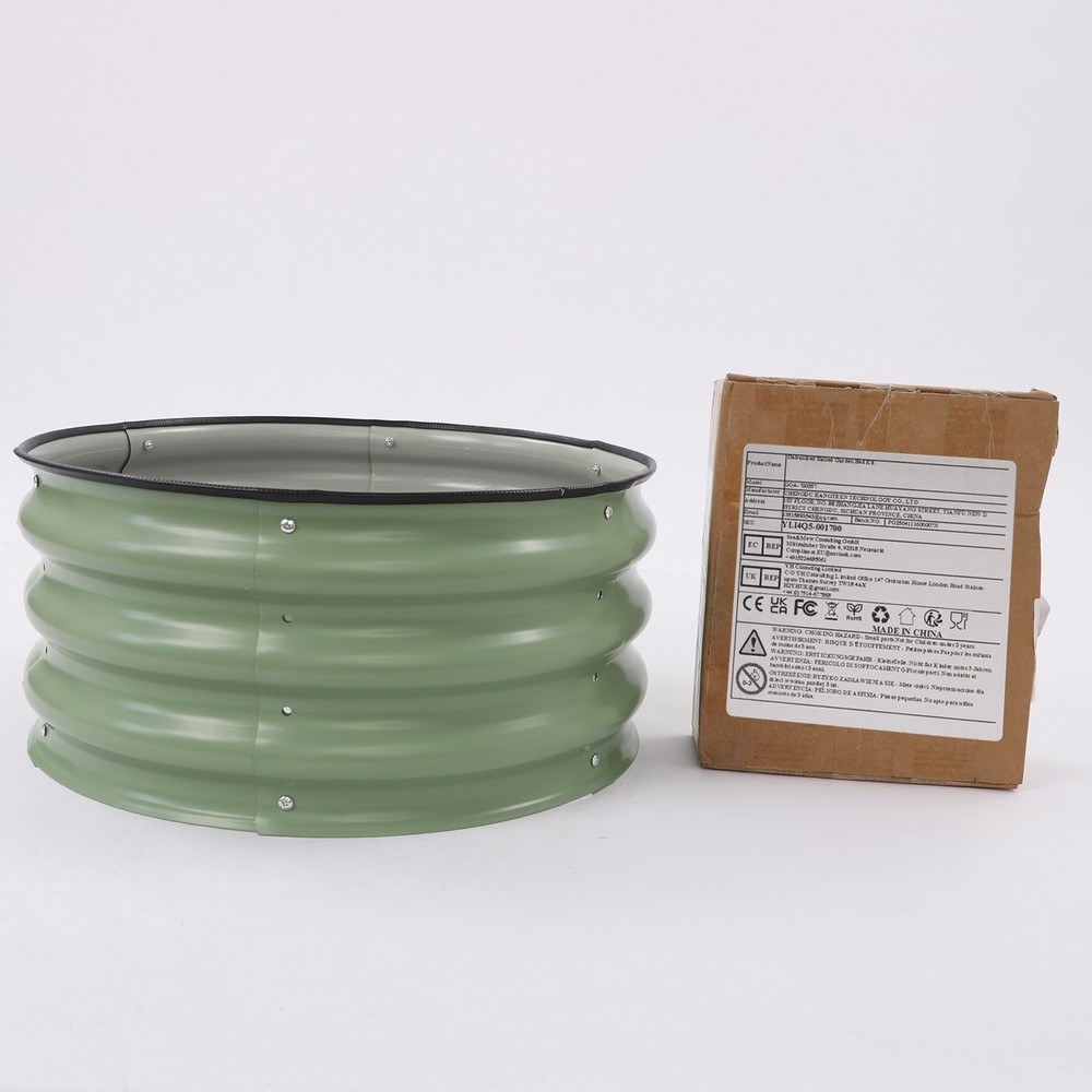 2 Pack Round Galvanized Metal Garden Planters with Open Base Design