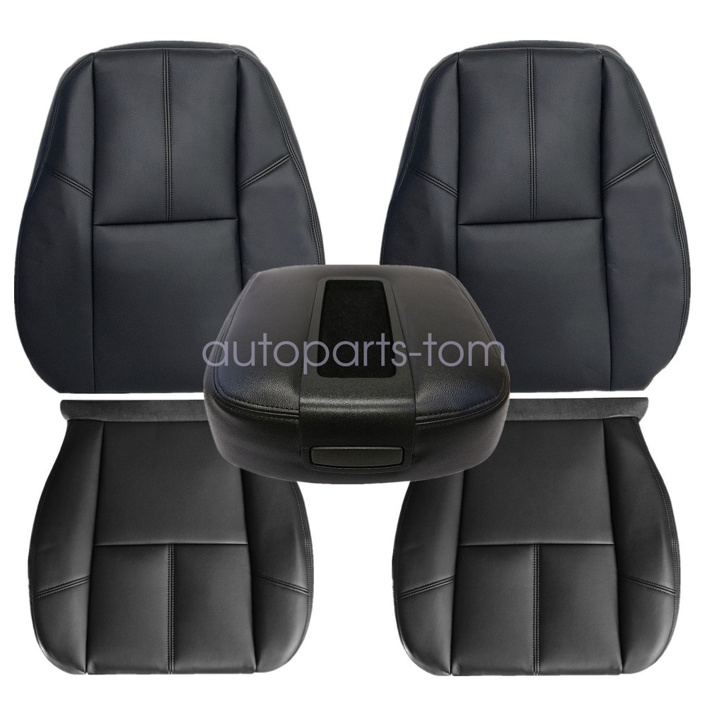 For 2007-2014 Chevy Avalanche Front Bottom & Lean Back Leather Seat Cover Black