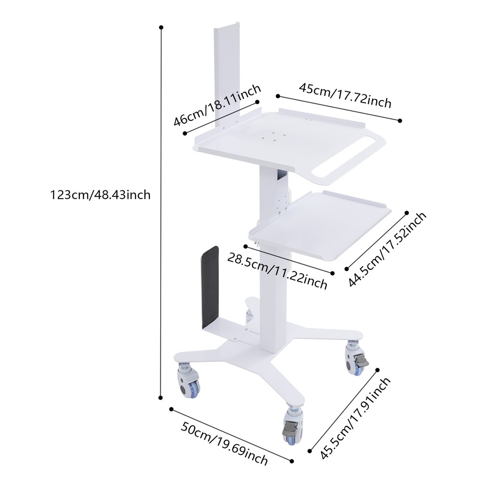 Adjustable Height Rolling Desk Computer Cart Mobile Laptop Workstation PC Table