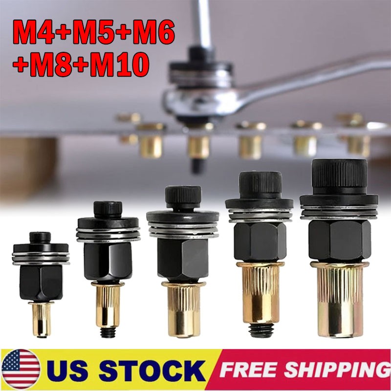 5Pcs Manual Rivet Nut Tool Adapter Carbon Steel Flat Head Threaded Insert Nuts