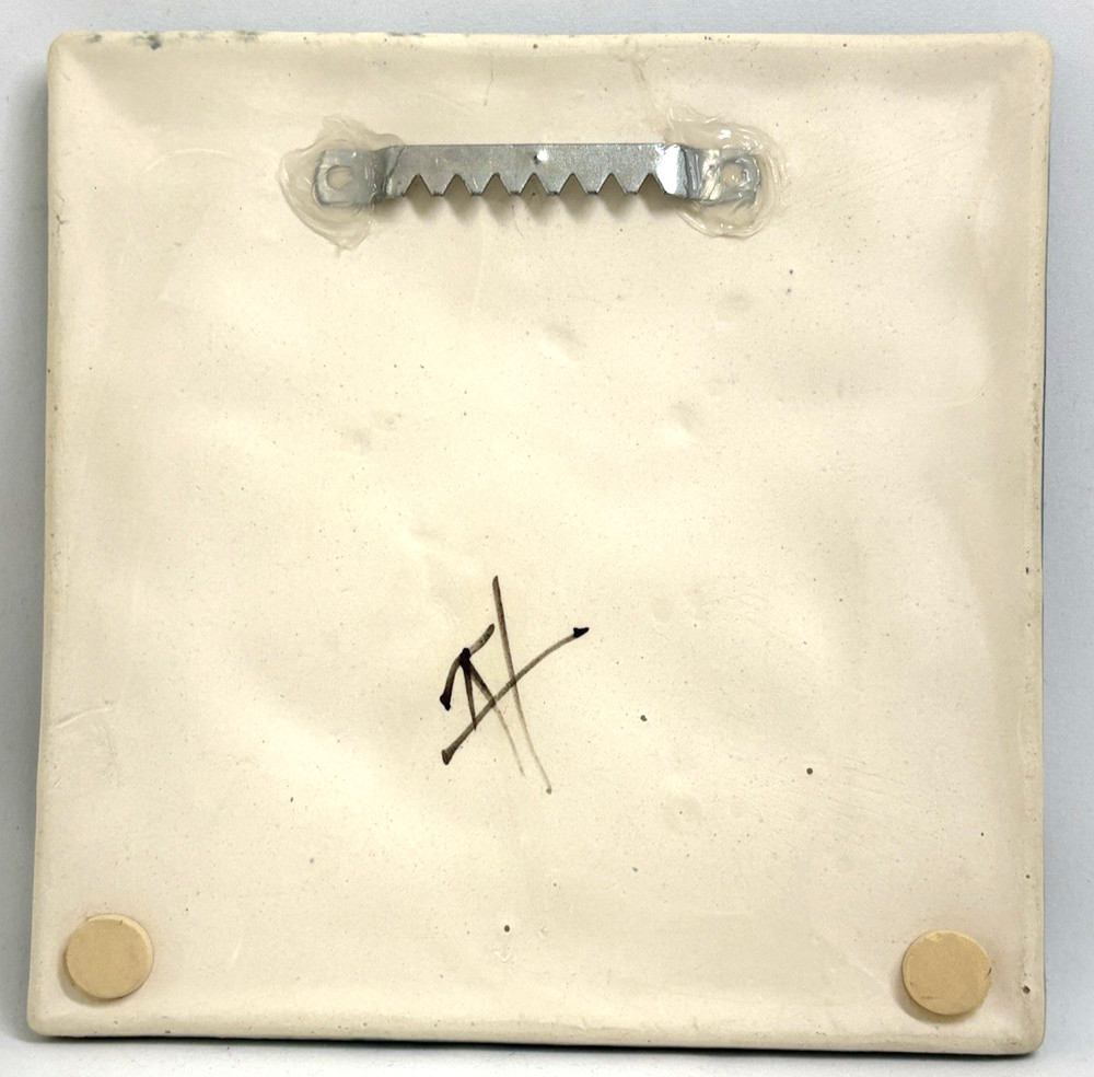 6" Crab Art Handmade Ceramic Tile Artist Signed