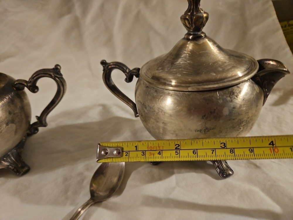 Silver Sugar & Creamer Pot W/ Spoon