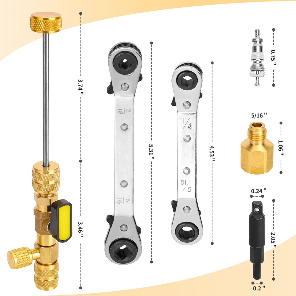 HVAC Tool AC Schrader Valve Core Remover Installer Tool Set 1/4 and 5/16 Port