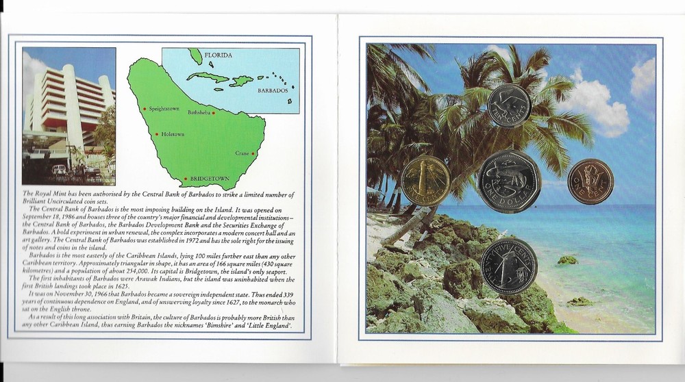 1989 Barbados Brilliant Uncirculated 5 Coin Pack