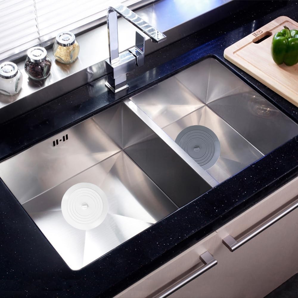 Chic 2-Pack Silicone Drain Covers in Grey & White - Super Suction Technology