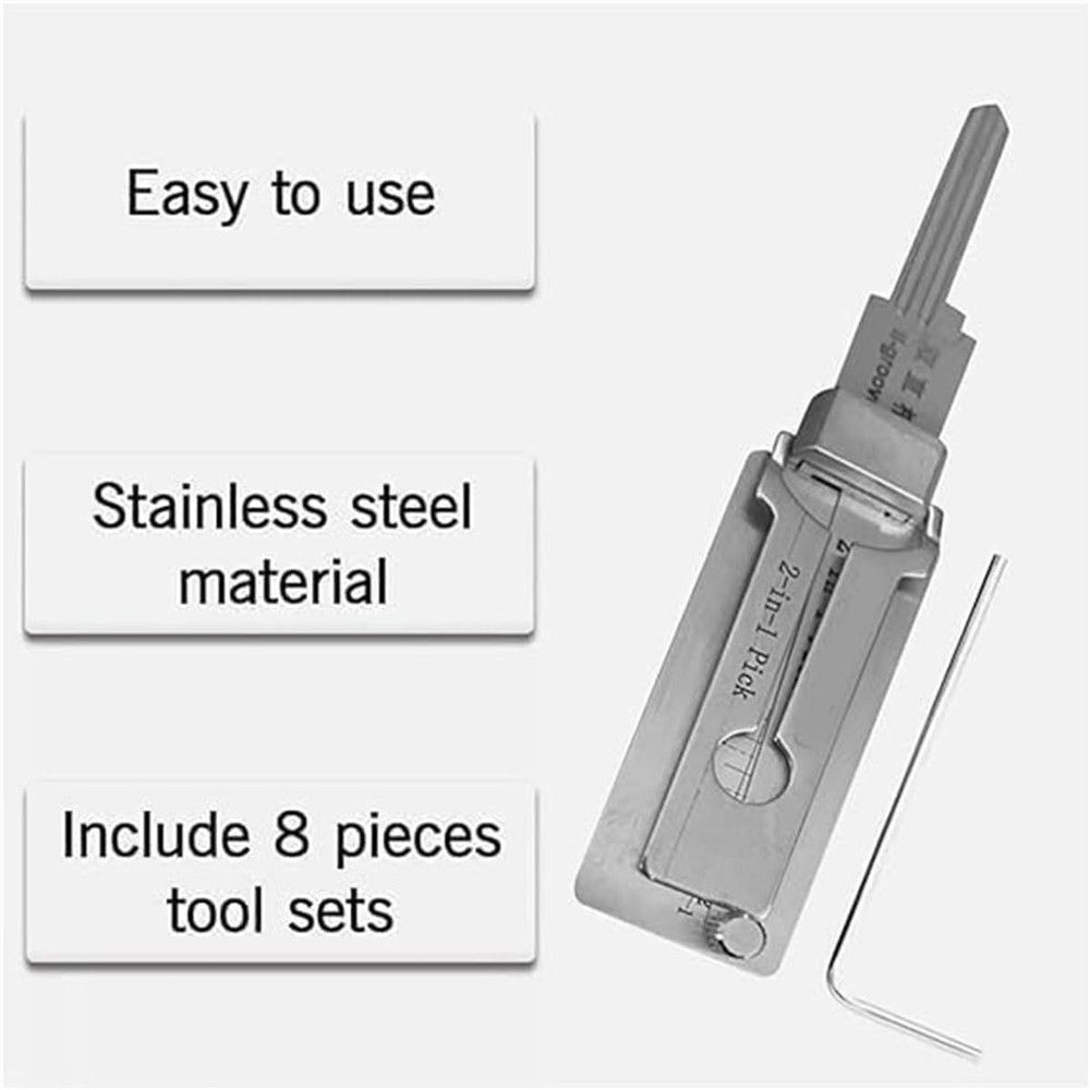 SS001 pro 2-in-1 Master Key Decoder Repair Tool, Stainless Steel Decoder Tool