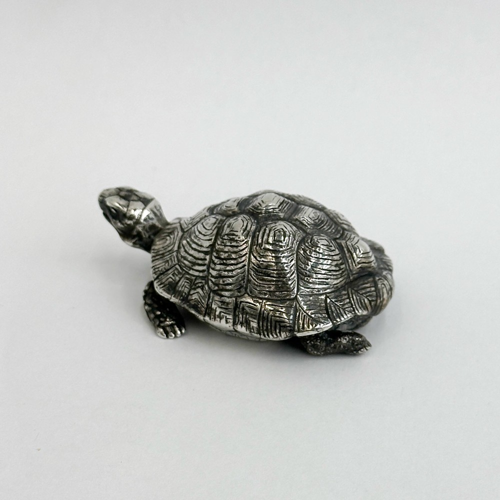 Continental Solid Silver Tortoise Figurine Signed G de la Feld early 20th cen