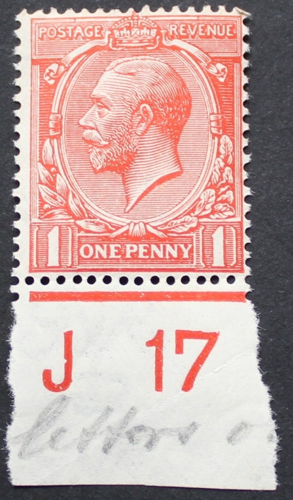 Great Britain 1917 GV One Penny Control J17 SG 357 mint