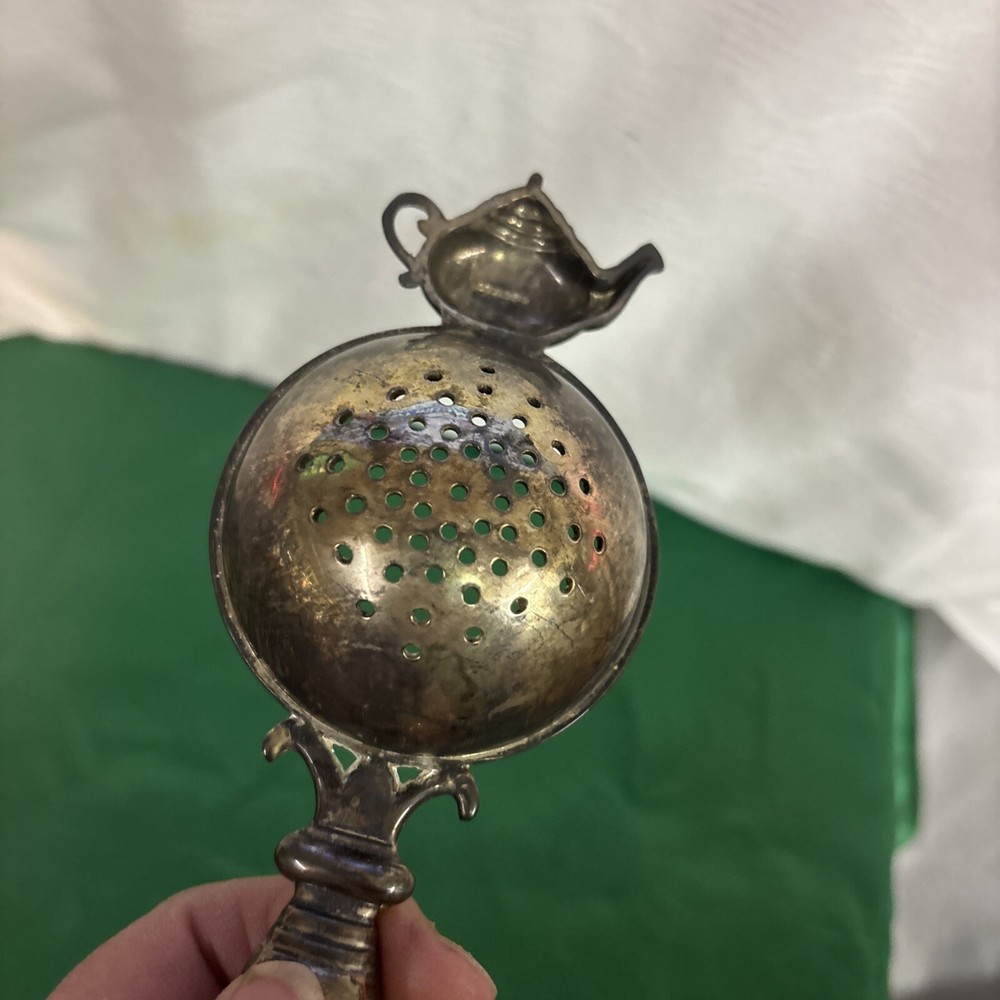 GODINGER ENGLAND SILVER PLATED TEA STRAINER TEAPOT FINIAL