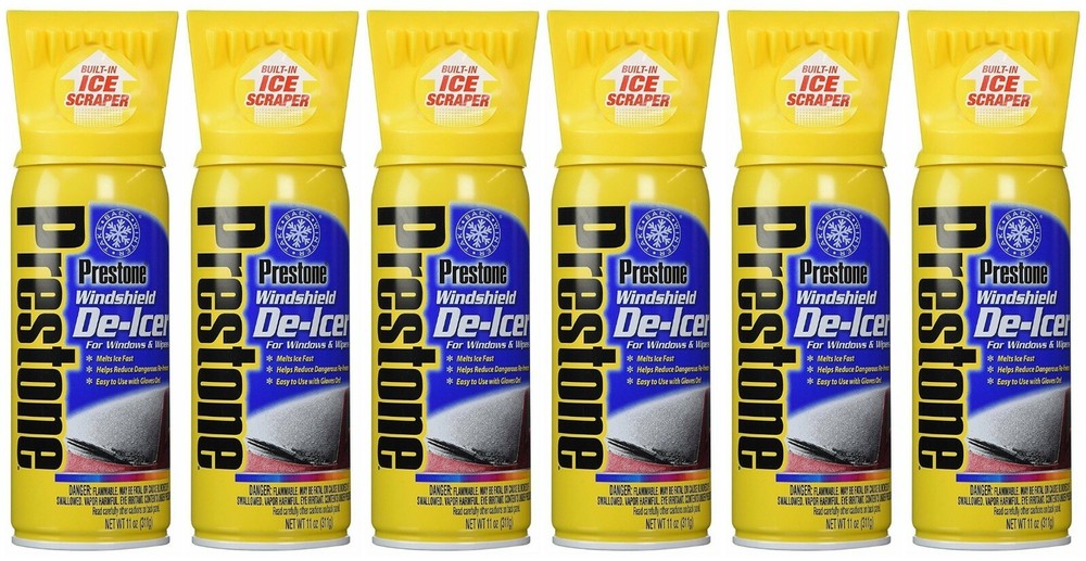 Prestone AS242 Windshield De-Icer SPRAY ICE REMOVER SCRAPER 11 Oz, 6 Pack