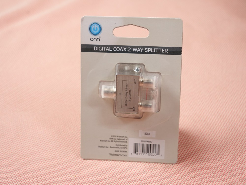 Onn Digital Coax Pro 2-Way Splitter - New