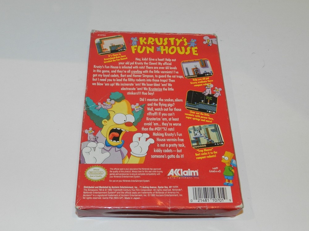 Krusty's Fun House Simpsons Nintendo NES Game Box Only