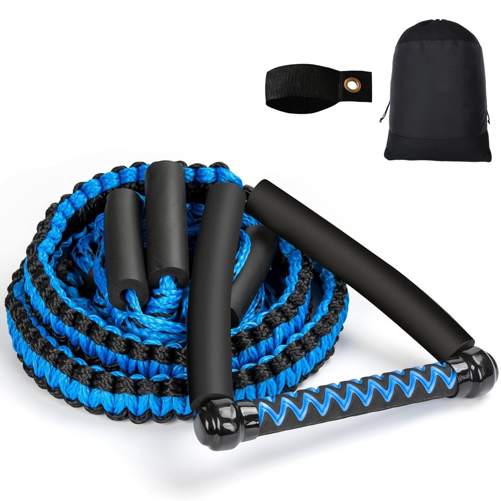 ASVAEVAS 25FT Wakesurf Rope and Handle, 6 Sections Adjustable Floating Surf T...