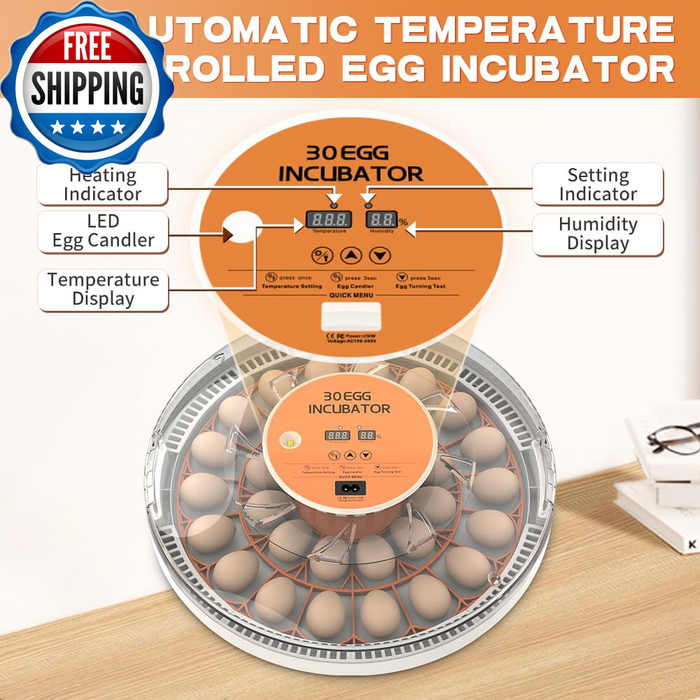 Incubators for Hatching Eggs，30 Egg Incubator,Egg Incubator with Automatic Egg T