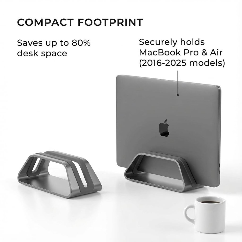 HumanCentric Vertical Laptop Stand Compatible with MacBook Pro and Space Gray