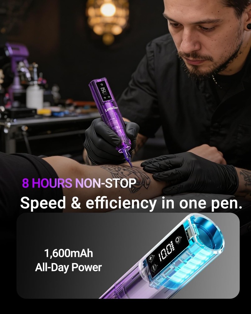 Wireless Tattoo Kit Complete for Beginners Pen Machine with Power Supply Needles