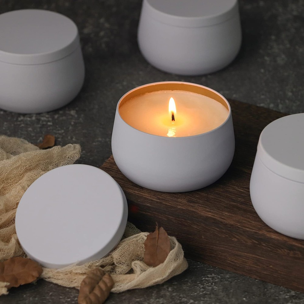 24PCS 8oz White Candle Tins with Lids Bulk Candle Making Jars Empty Containers