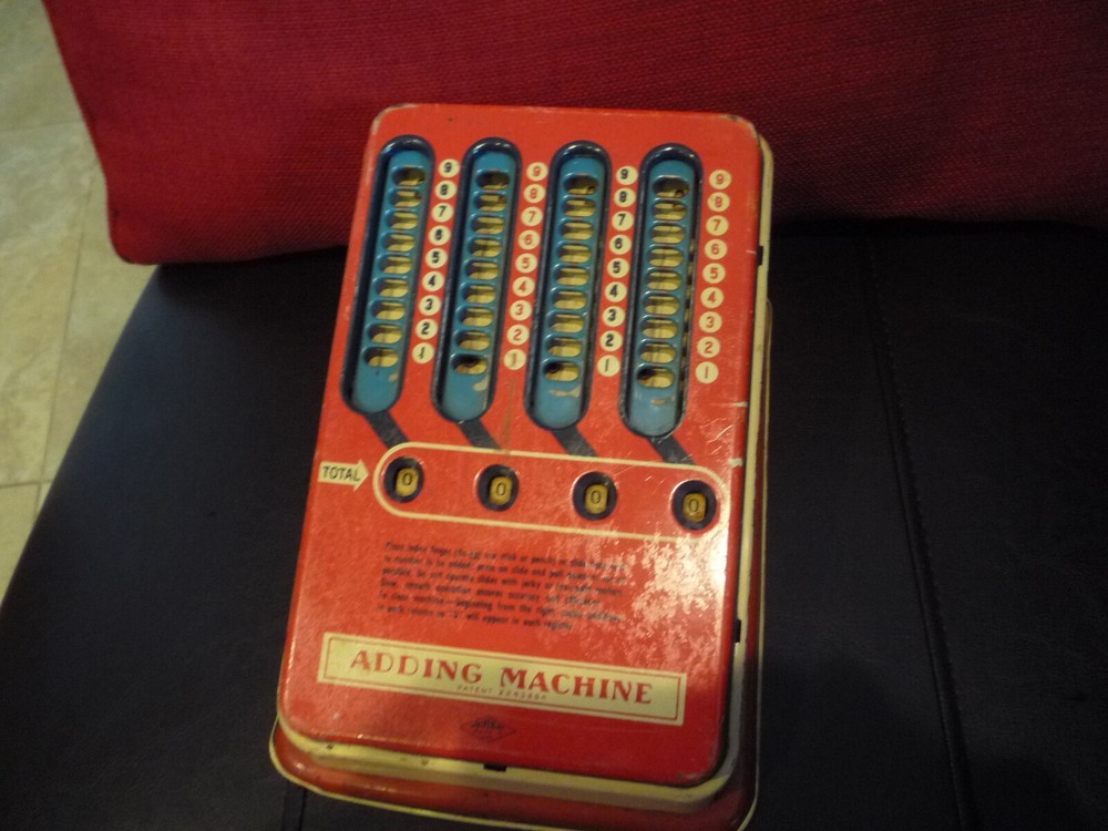 Vintage WOLVERINE No. 39 red/blue/yellow ADDING MACHINE
