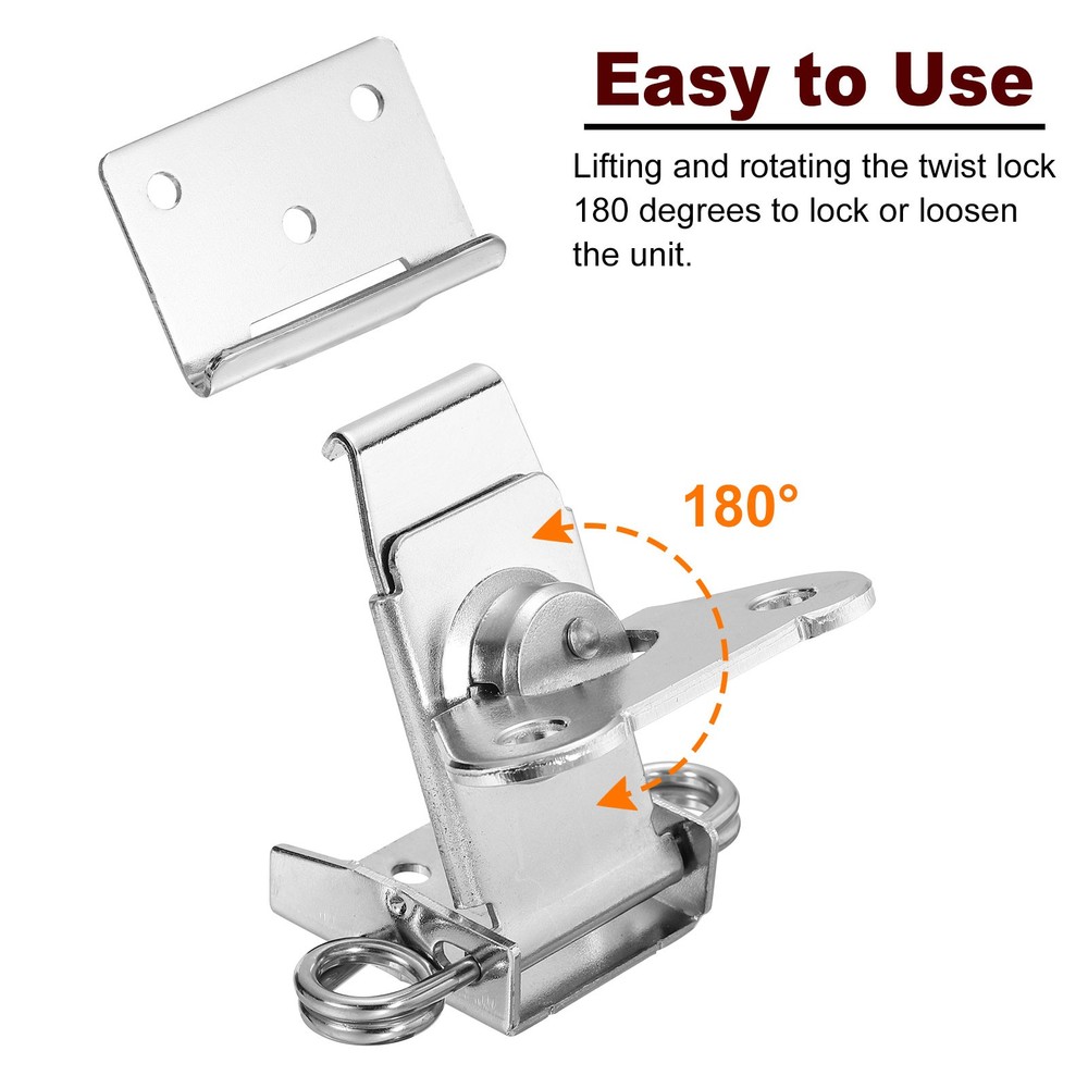 2Pcs Butterfly Twist Latch Alloy Spring Twist Latch Chrome Silver