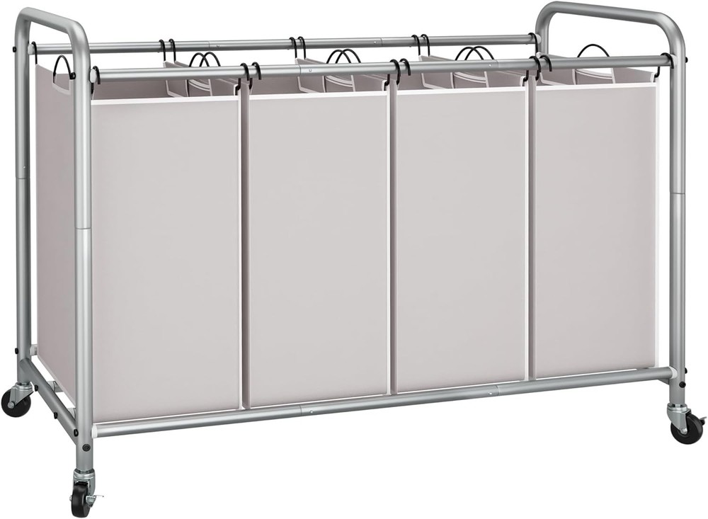 Modern 4-Compartment Laundry Cart with Wheels - Ideal for Easy Sorting at Home