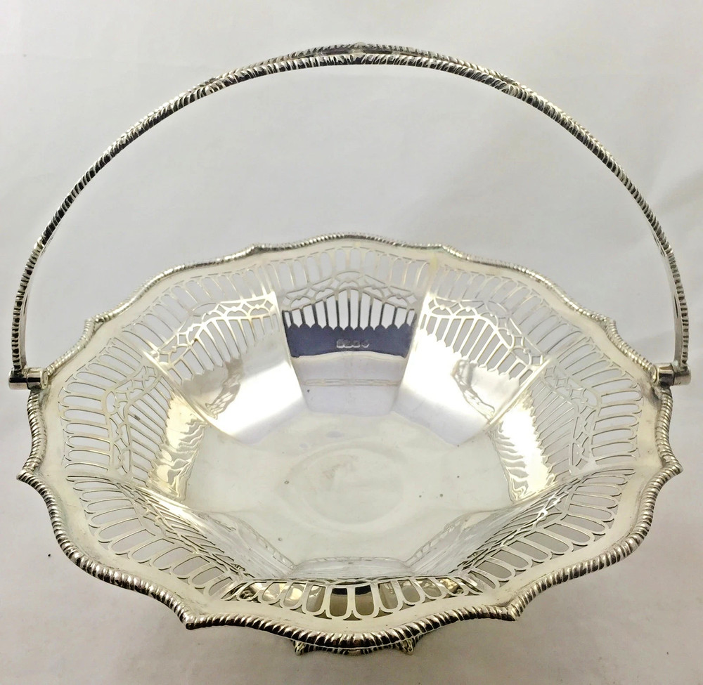 Hallmarked Large Solid Silver Basket By William Hutton & Sons 1917 525g
