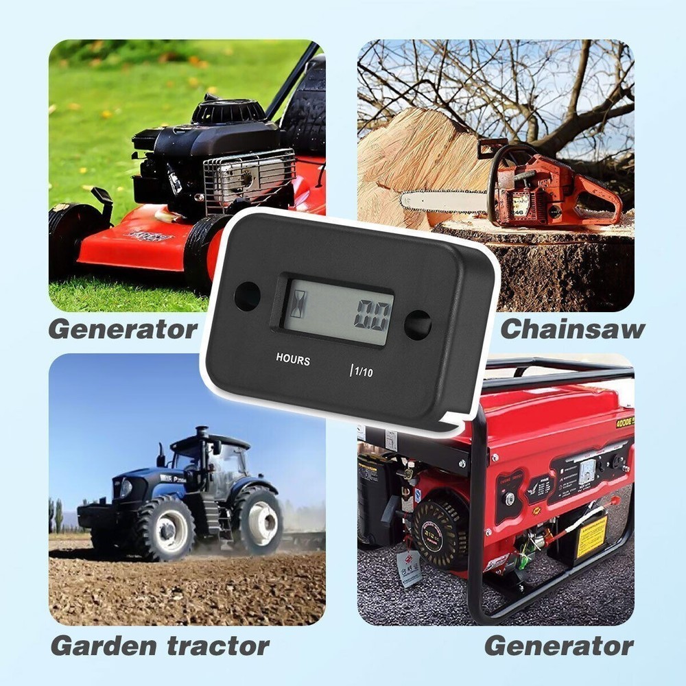 2PCS Small Waterproof Digital Hour Meter For Lawn Mower Generator us
