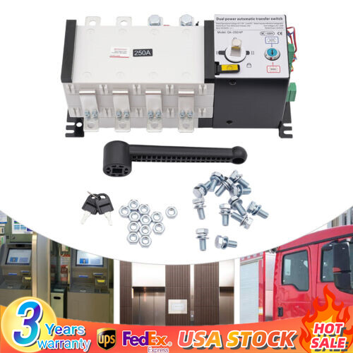 250A 400V GENERATOR AUTOMATIC TRANSFER SWITCH 4P 3-Phase Dual Power PC Level