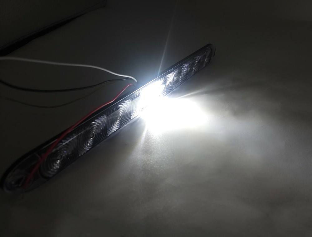 15" Slimline Low Profile Red Clear LED Stop Turn Tail Lights RV Trailer Backup