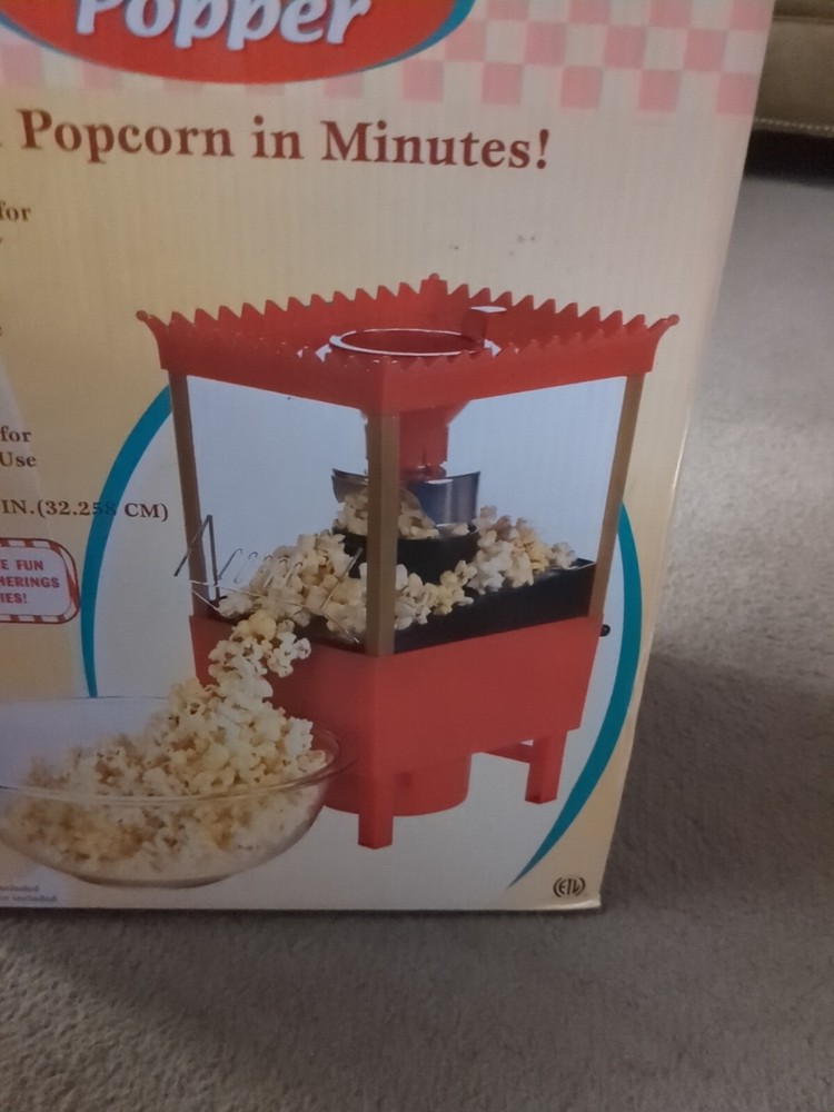 Intertek Electrics Old Fashioned Hot Air Popcorn Maker Cart New Open Box