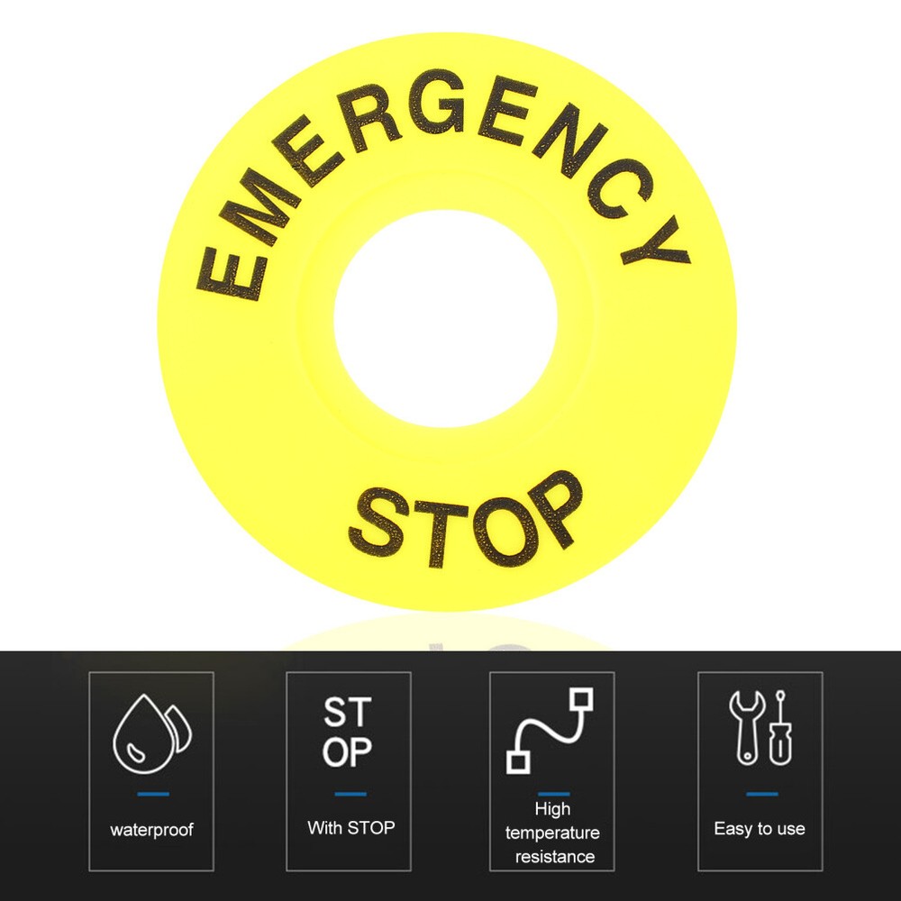 10PCS Emergency Stop Rings Emergency Sign Labels Button Push Switch Accessories