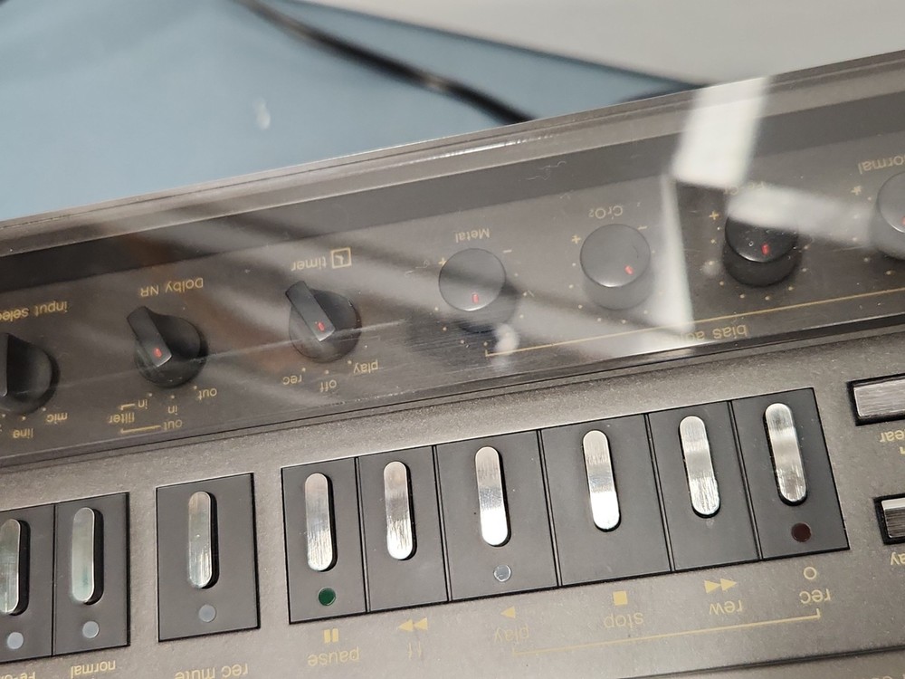 Technics RA-M95 cassette deck RP-9690 BOTH WORK LAZY DOOR OPEN. READ DESCRIPTIO