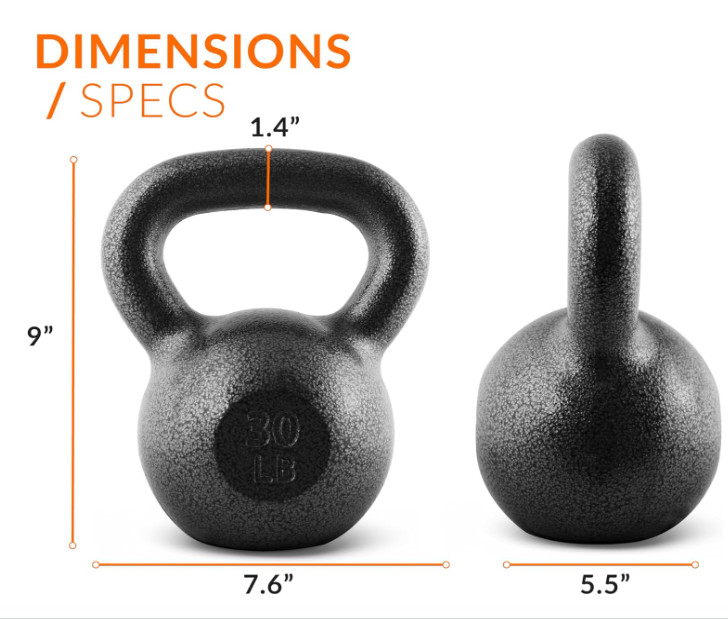 30 lb Cast Iron Kettlebell with Durable Coated Finish