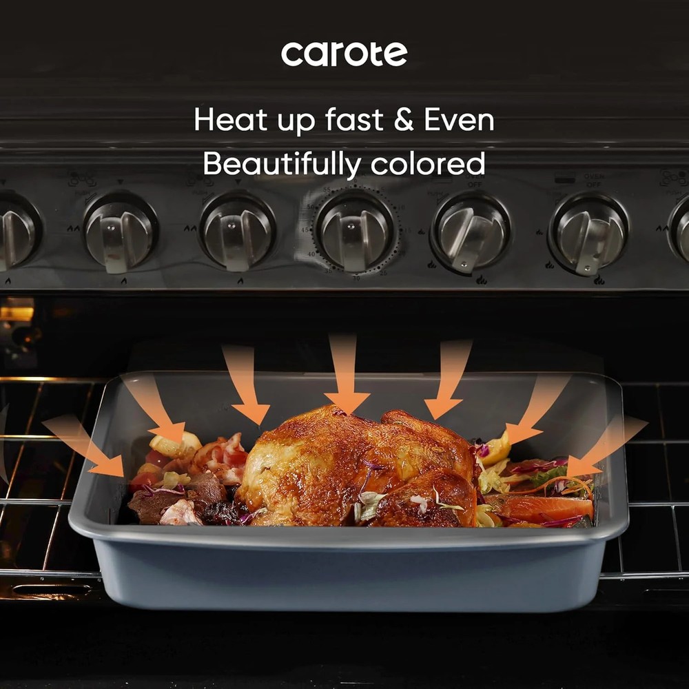 CAROTE 7-Piece Nonstick Stackable Baking Pans Set - Bakeware Sets Including Cook