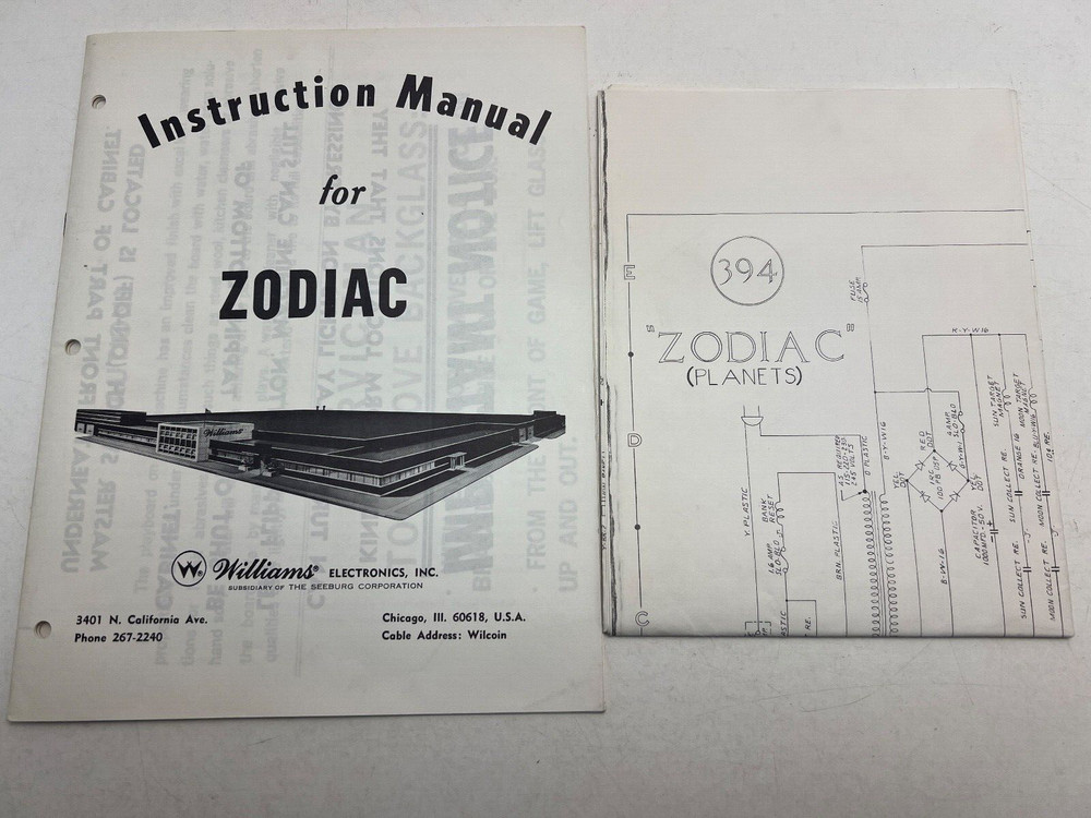 Williams: Zodiac -Schematic & Manual Set - NOS
