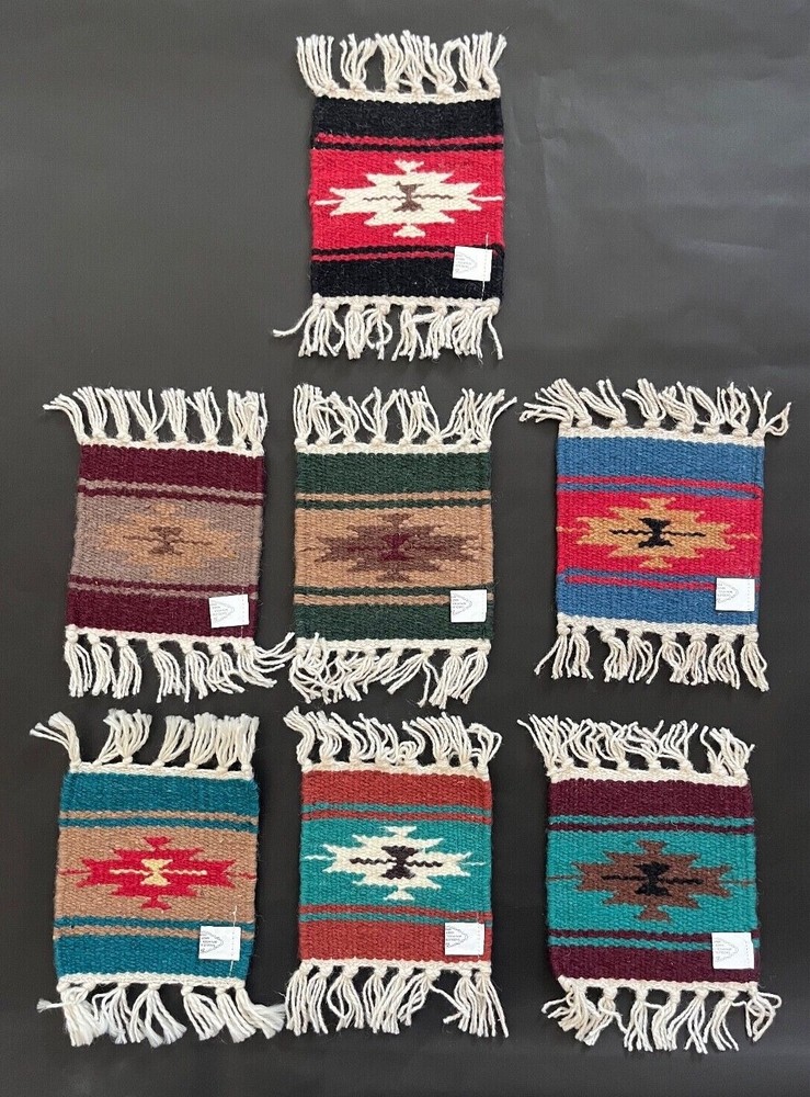 Fringed Wool Coaster - 6"x6" Southwest Pattern