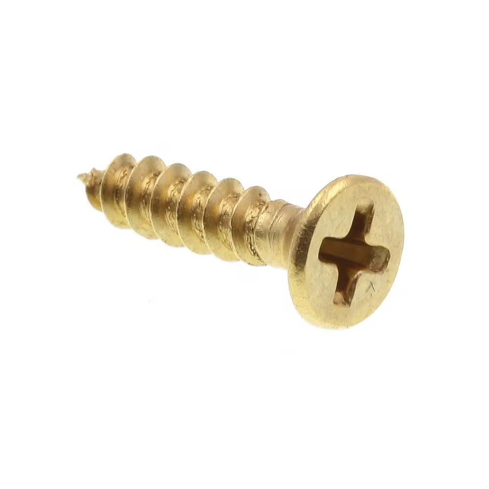 #4 X 1/2 In. Solid Brass Phillips Drive Flat Head Wood Screws (100-Pack)