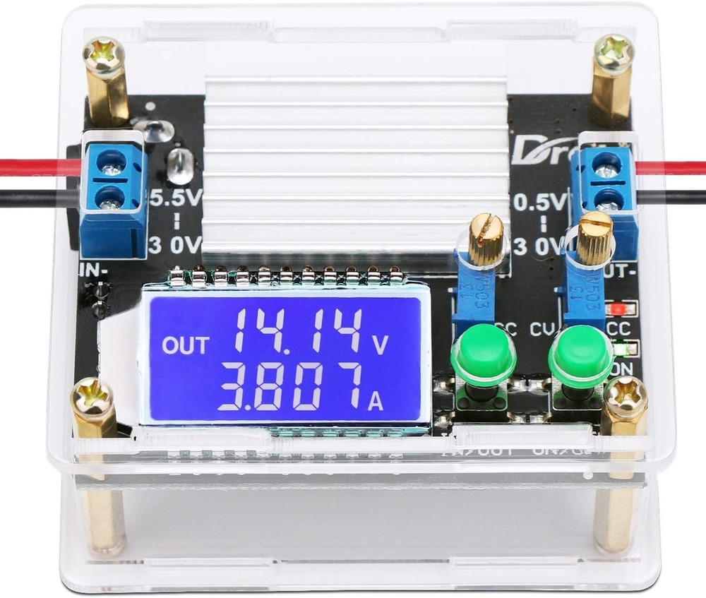High Efficiency Boost Buck Converter with Protective Case and LCD Display, 4A