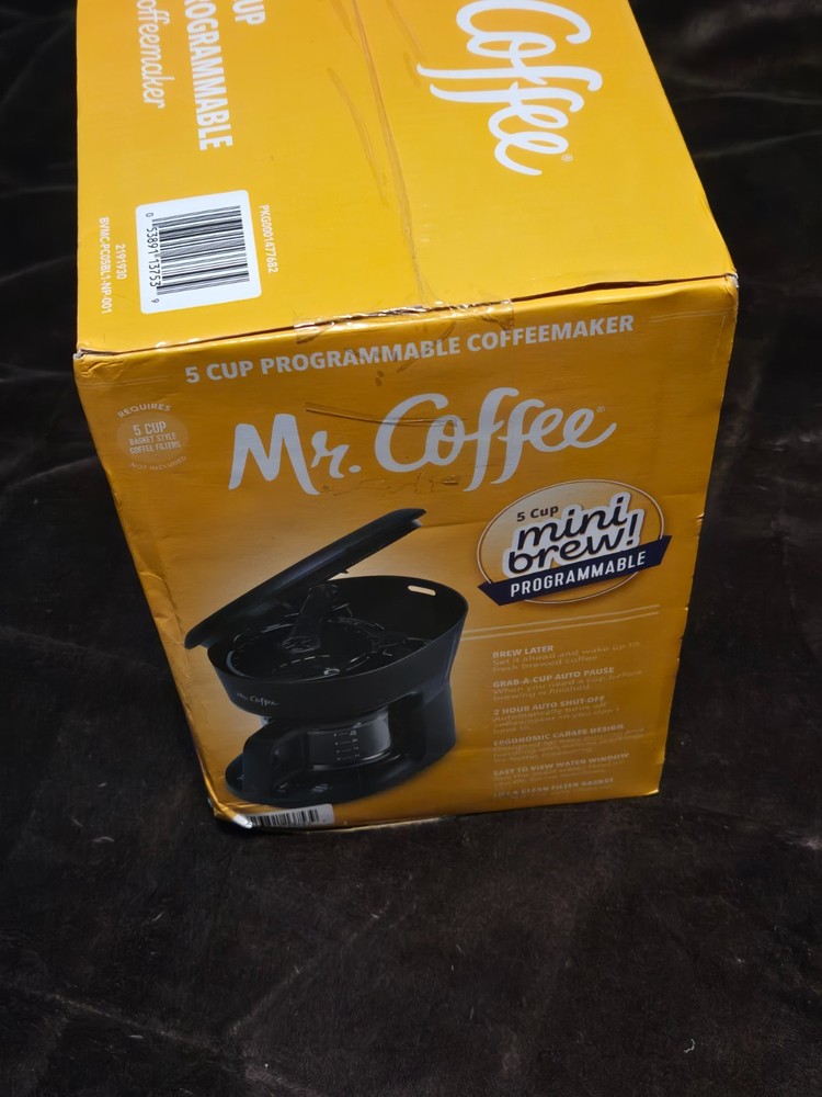 Mr. Coffee 5 Cup Programmable Coffeemaker Mini Brew New in Box 25 oz.