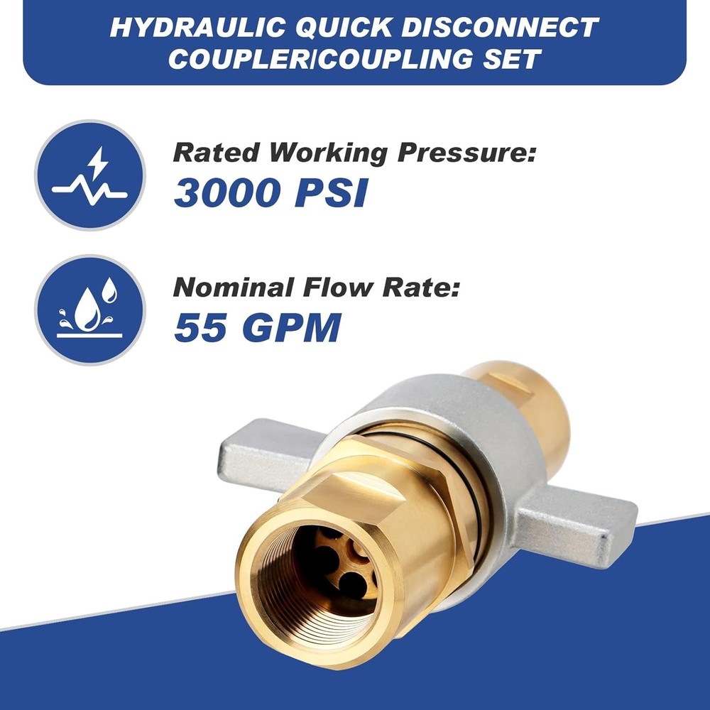 1pcs 1" NPT Wet-Line Wing Nut Hydraulic Quick Disconnect Coupler / Coupling Set