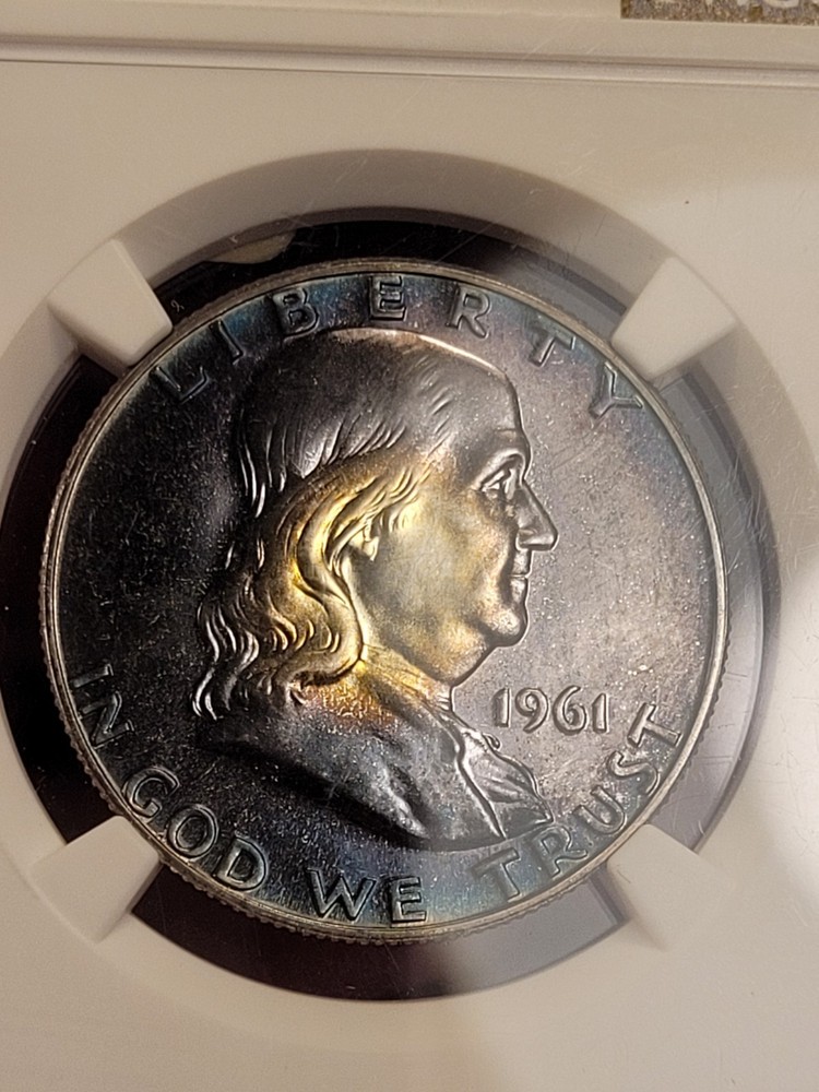 1961 Franklin Half Dollar NGC Proof 66 Target toned.