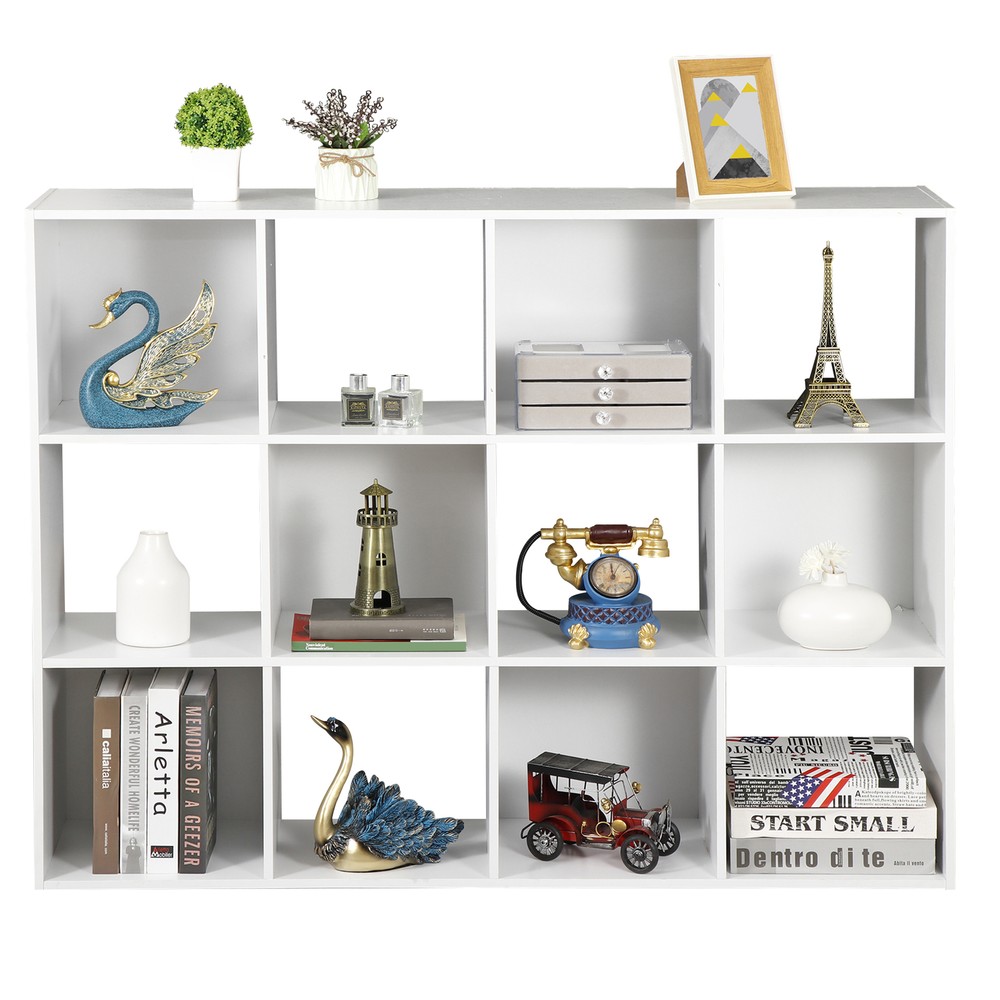 12 Cube Organizer Storage Bookcase Open Shelf for Home office Decor White