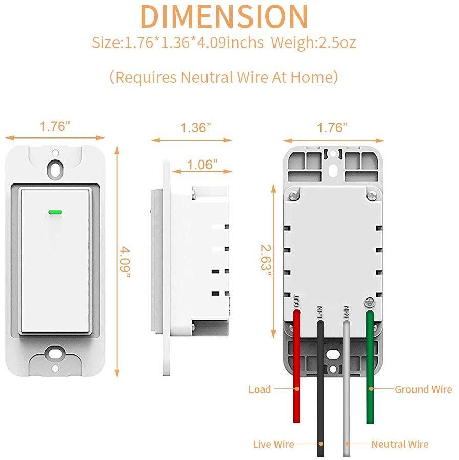 Smart WIFI Switch Light Wall Works with Alexa Google Home voice smart life